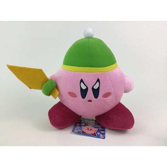 Kirby Sword Plush Kirby's Adventure 7" Stuffed Toy Japanese Nintendo Sanei Tags - Picture 1 of 7